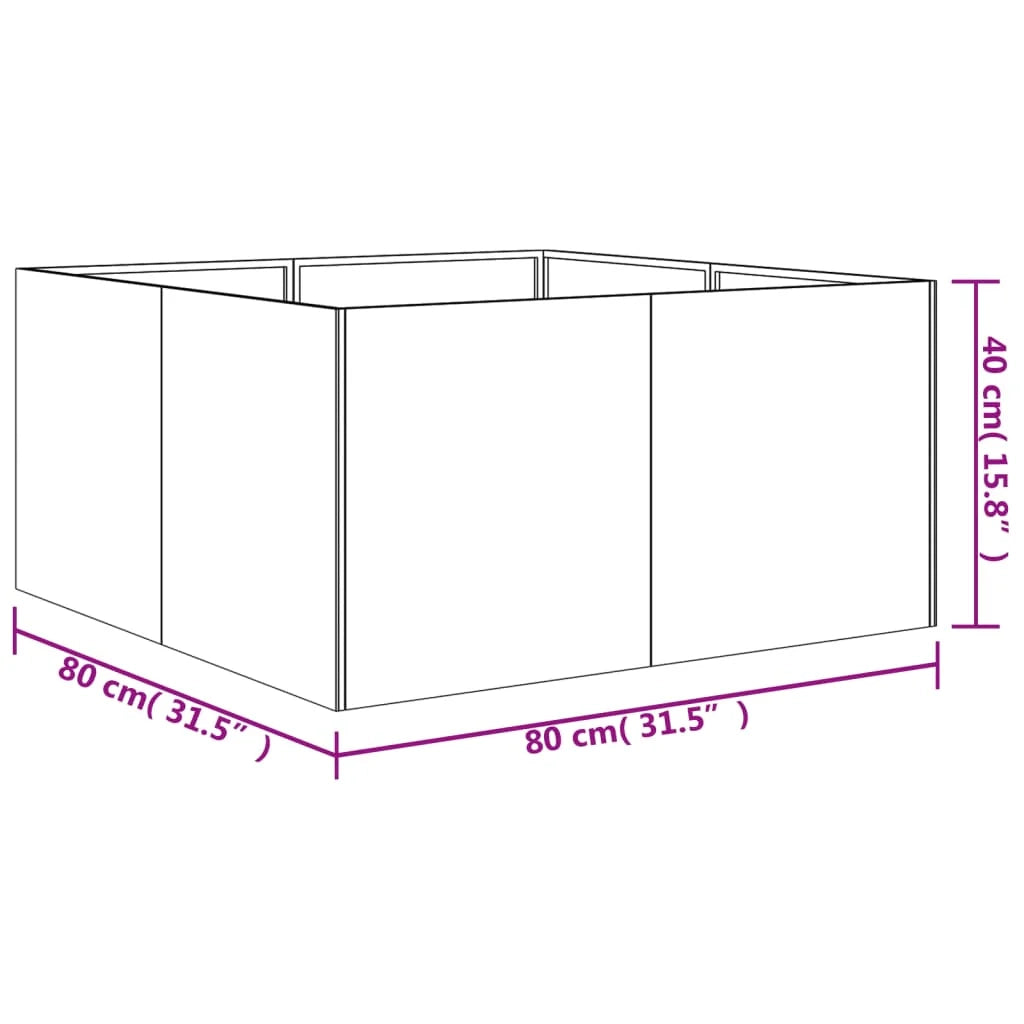Vassoio fioriera aiuola rialzata piante fiori terrazzo giardino 80 x 80 x 40 cm acciaio corten marrone 02_0037907