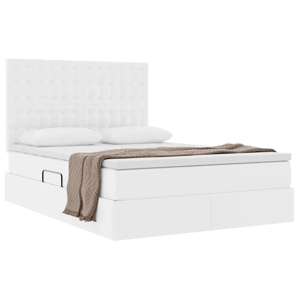Letto con Contenitore Bianco Puro 140 x 200 cm Pelle Sintetica