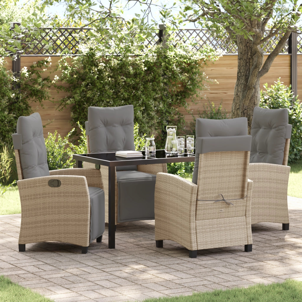 Set di Mobili da Giardino 5 Pezzi Beige in Polyrattan