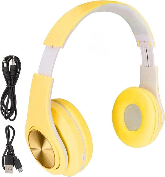 Cuffie da Gaming Wireless con Illuminazione LED - Cintura della Testa Opaca e Flessibile - Orecchie Gialle di Gatto PC