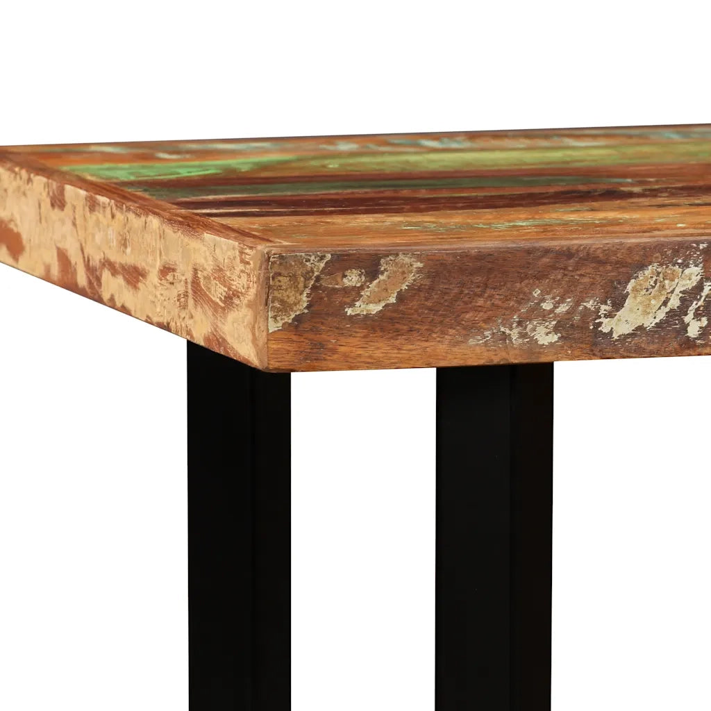Set da Bar 5 pz Legno Massello di Recupero Vera Pelle e Tessuto 275144