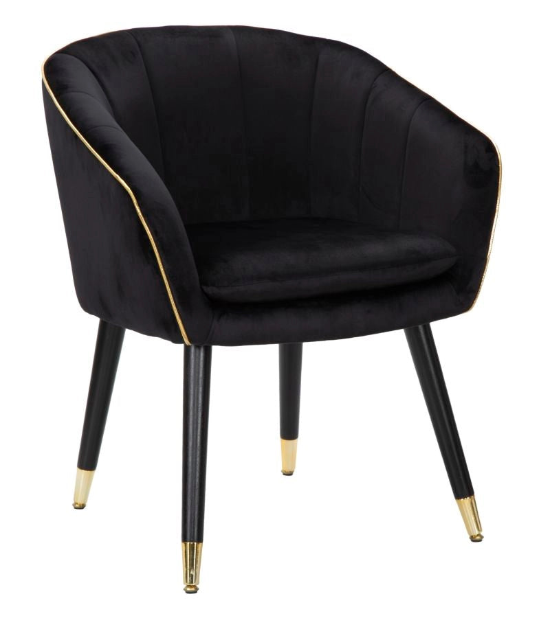 Poltrona Paris 62x58x78 cm in Legno Spugna Metallo e Poliestere Nero e Oro