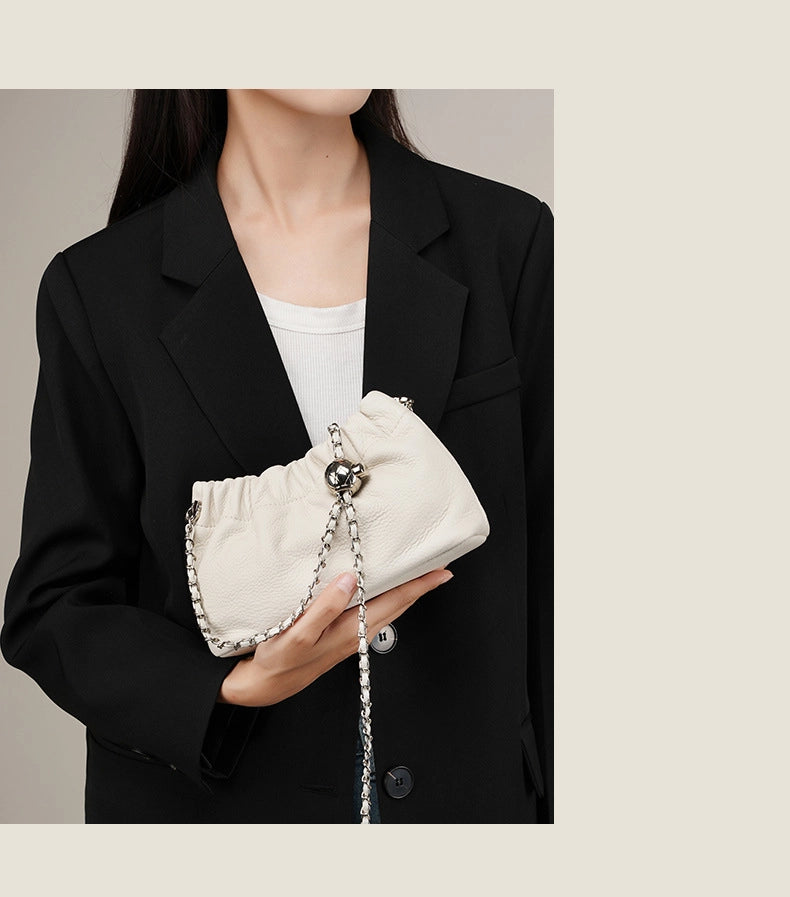 Borsa a tracolla da donna in vera pelle bianca