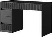 Scrivania Omira, Nero, 120 x 55 cm con 5 cassetti, adatto come postazione di lavoro per home office e studio