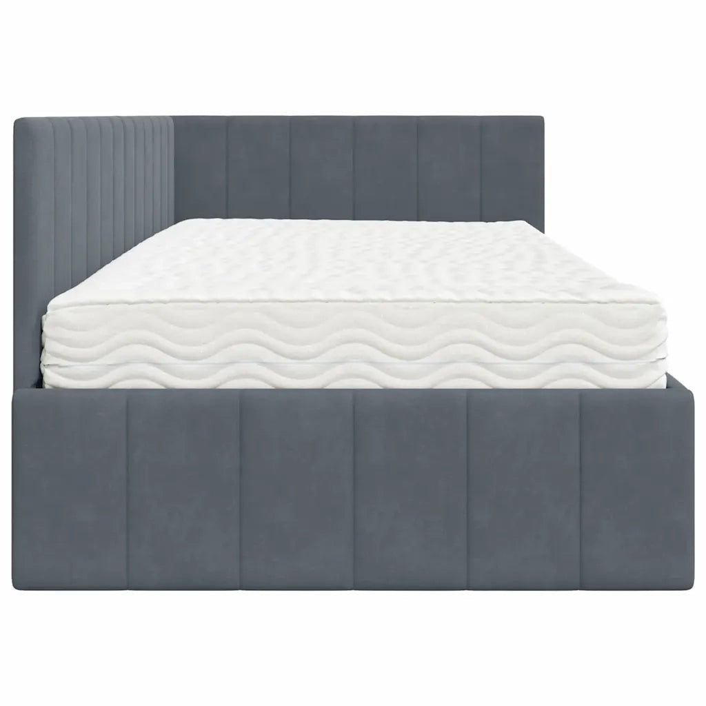 Struttura Letto Angolare con Materasso 2 pz-Giroletto con materasso Grigio Velluto 880095