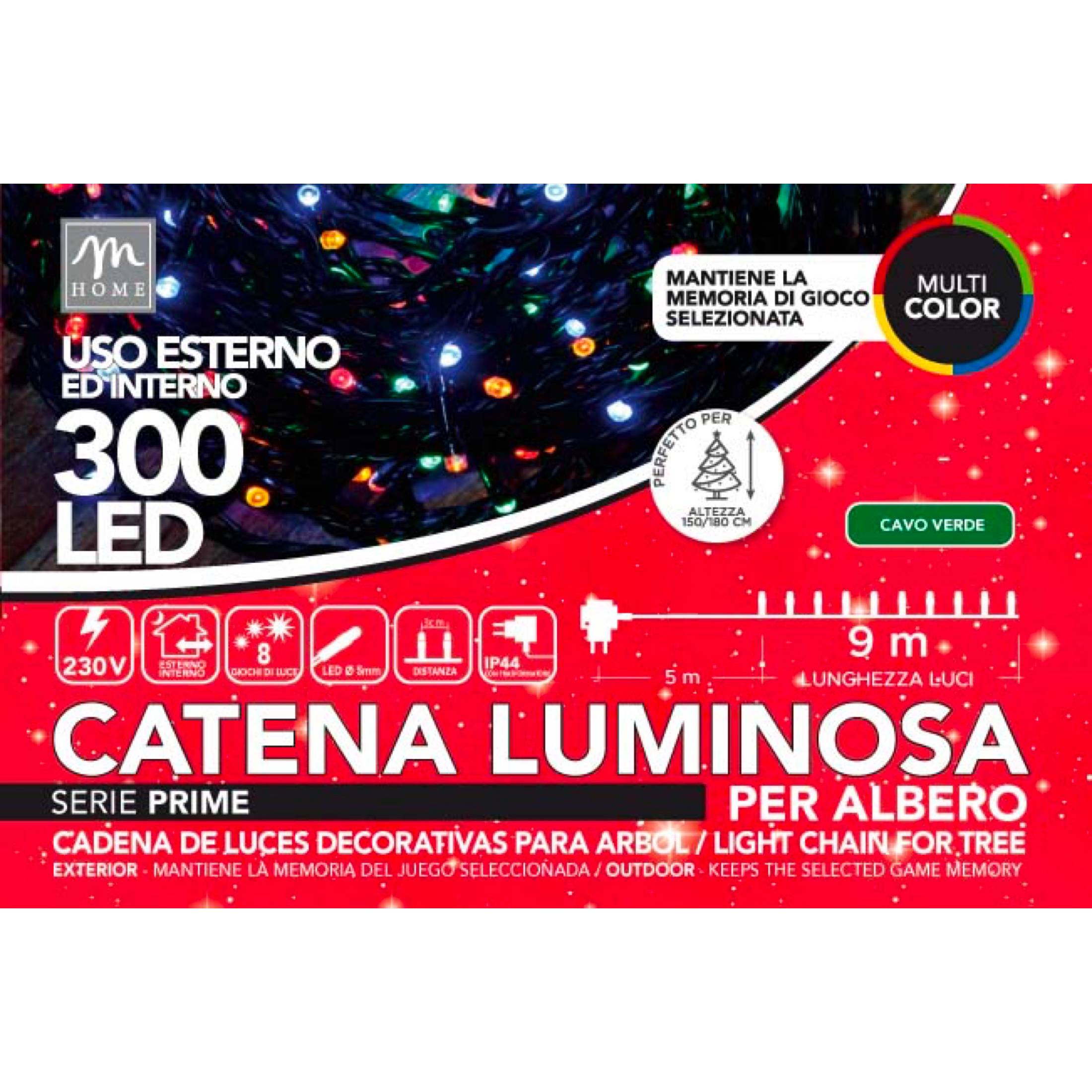 CATENA LUMINOSA 300 LED DA EXT