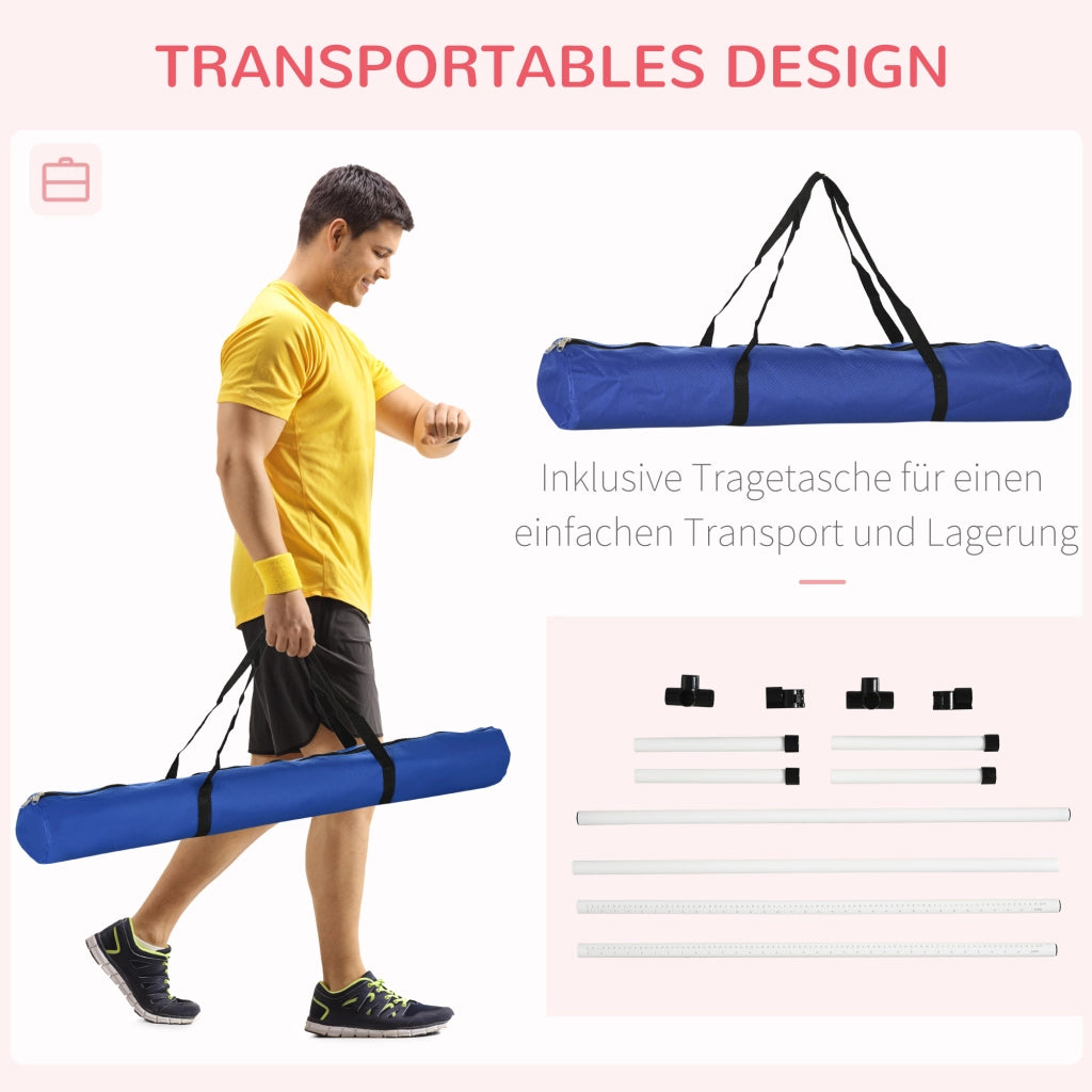 Set agility per cani con 4 ostacoli, 2 bastoni slalom e 4 picchetti, plastica bianca, altezza regolabile e borsa