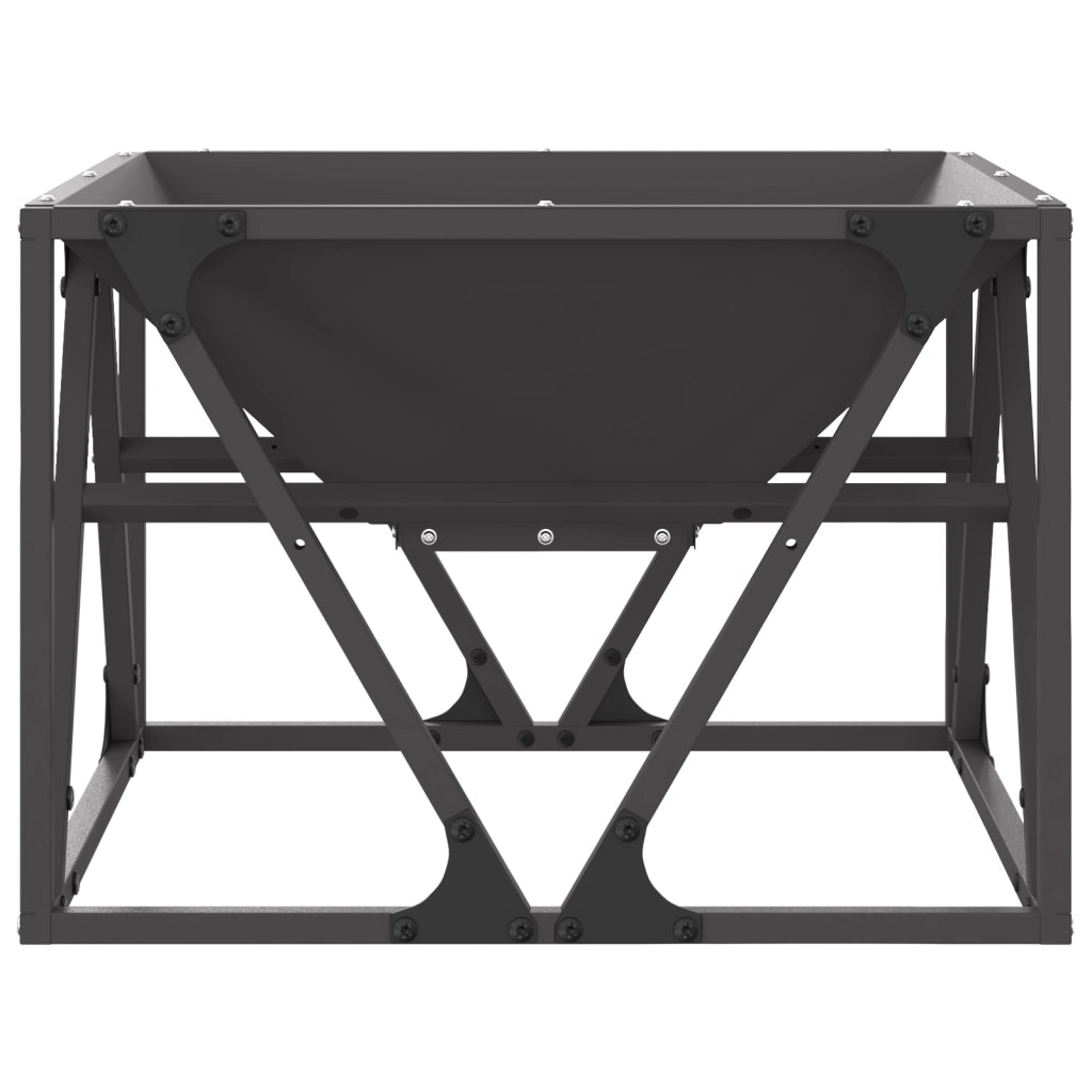 Braciere Quadrato Nero 50x50x35 cm Acciaio