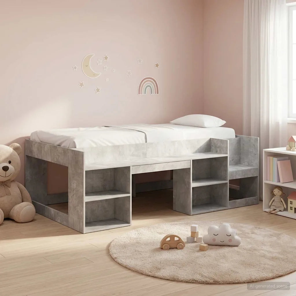 Telaio del letto con storage Grigio Cemento 90 x 200 cm