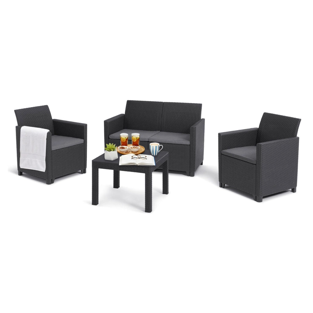Set salotto da esterno Nepean, Salottino outdoor, Set da balcone o giardino, Composizione soggiorno per esterni, 113x65 h74 cm, Antracite