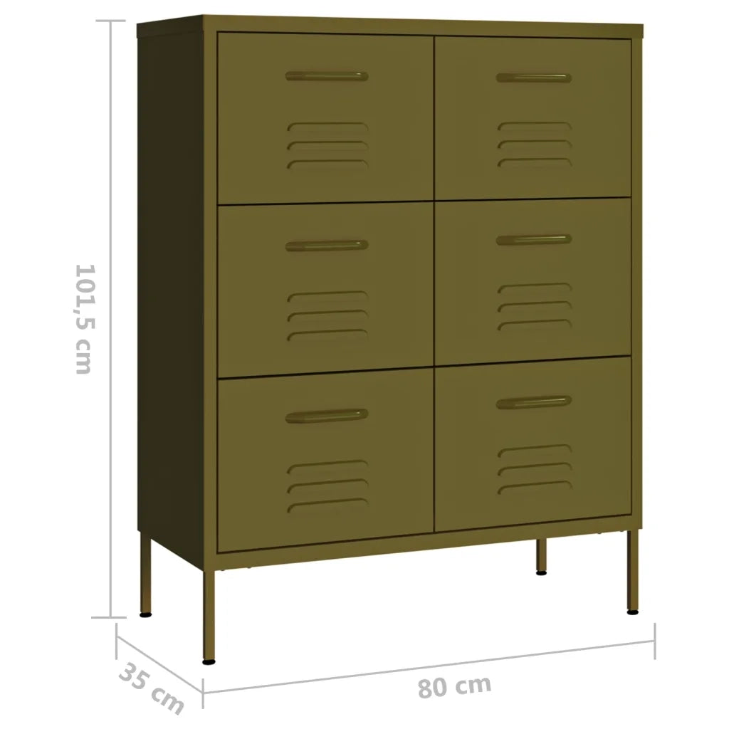 Cassettiera Verde Oliva 80x35x101,5 cm in Acciaio 336144