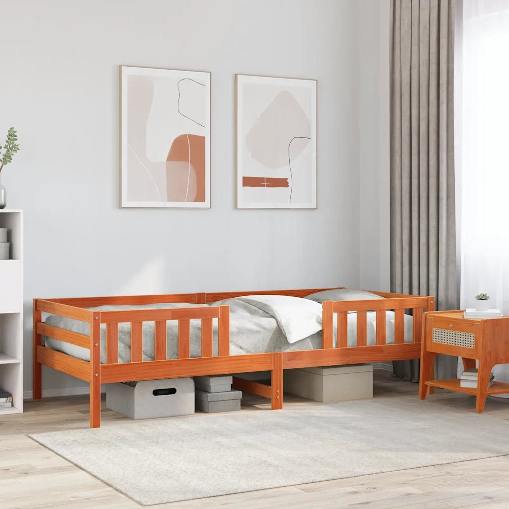 Letto senza Materasso Marrone Cera 75x190 cm in Legno di Pino