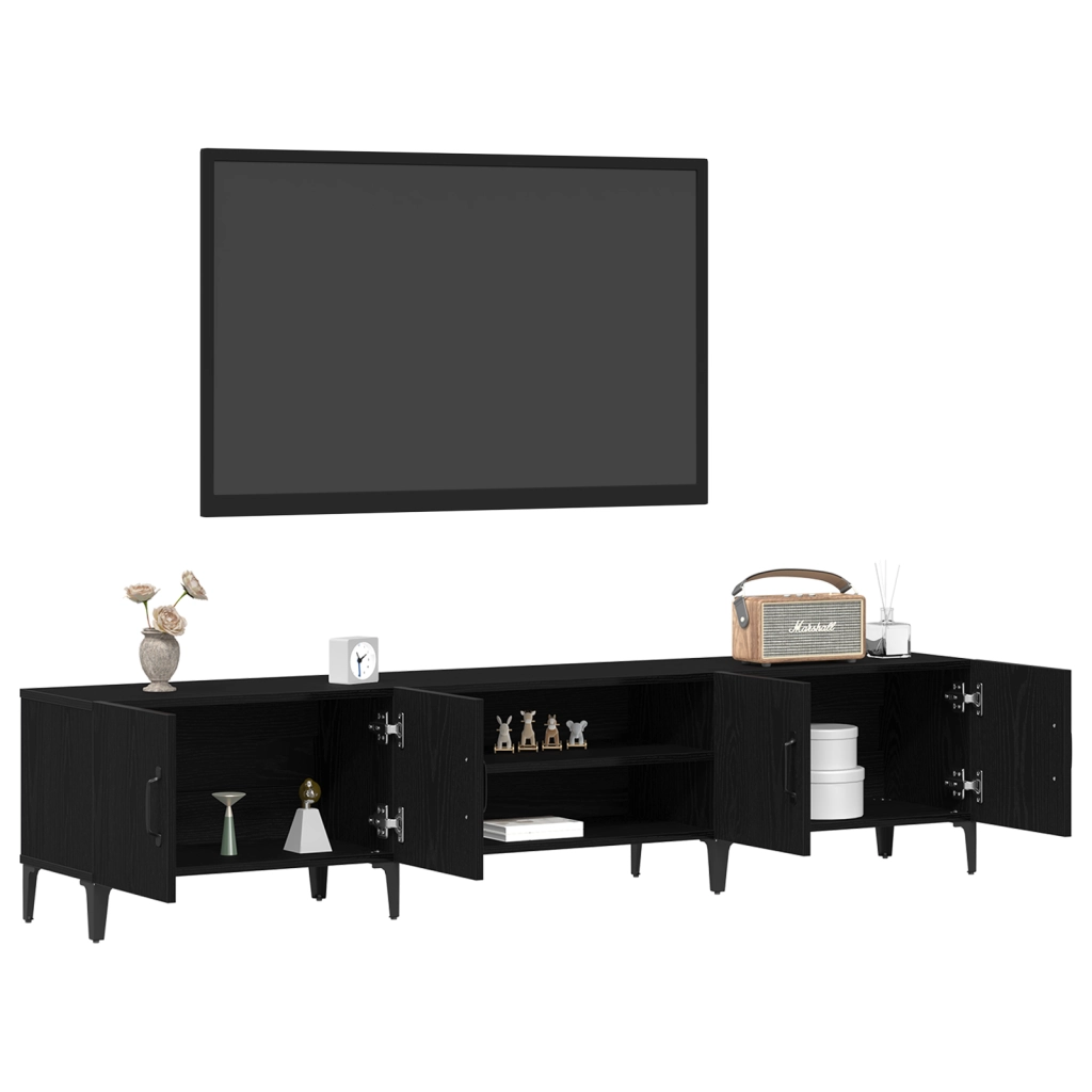 Mobile per TV Nero Rovere 180x31,5x40 cm Legno ingegnerizzato