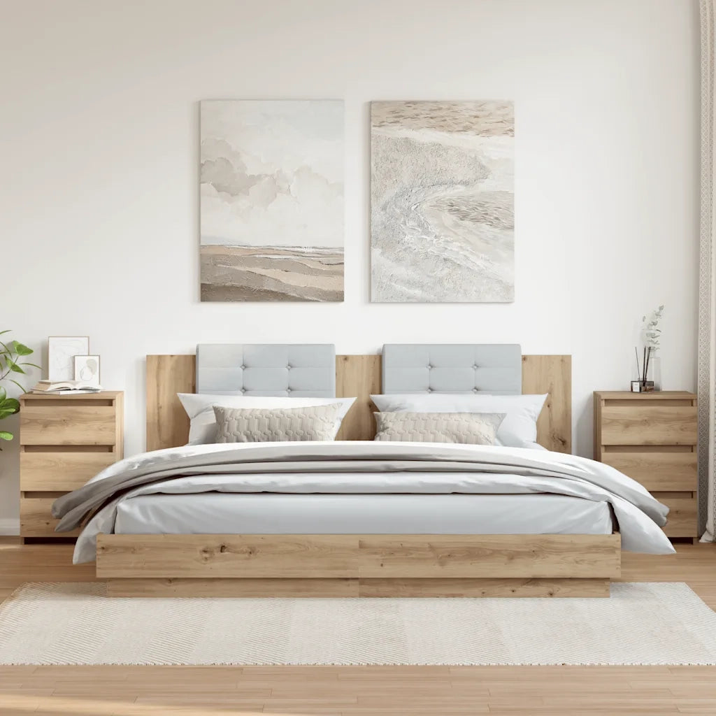 Comodini 2pz Rovere Artigianale 40x35x62,5 cm Legno Multistrato 856525