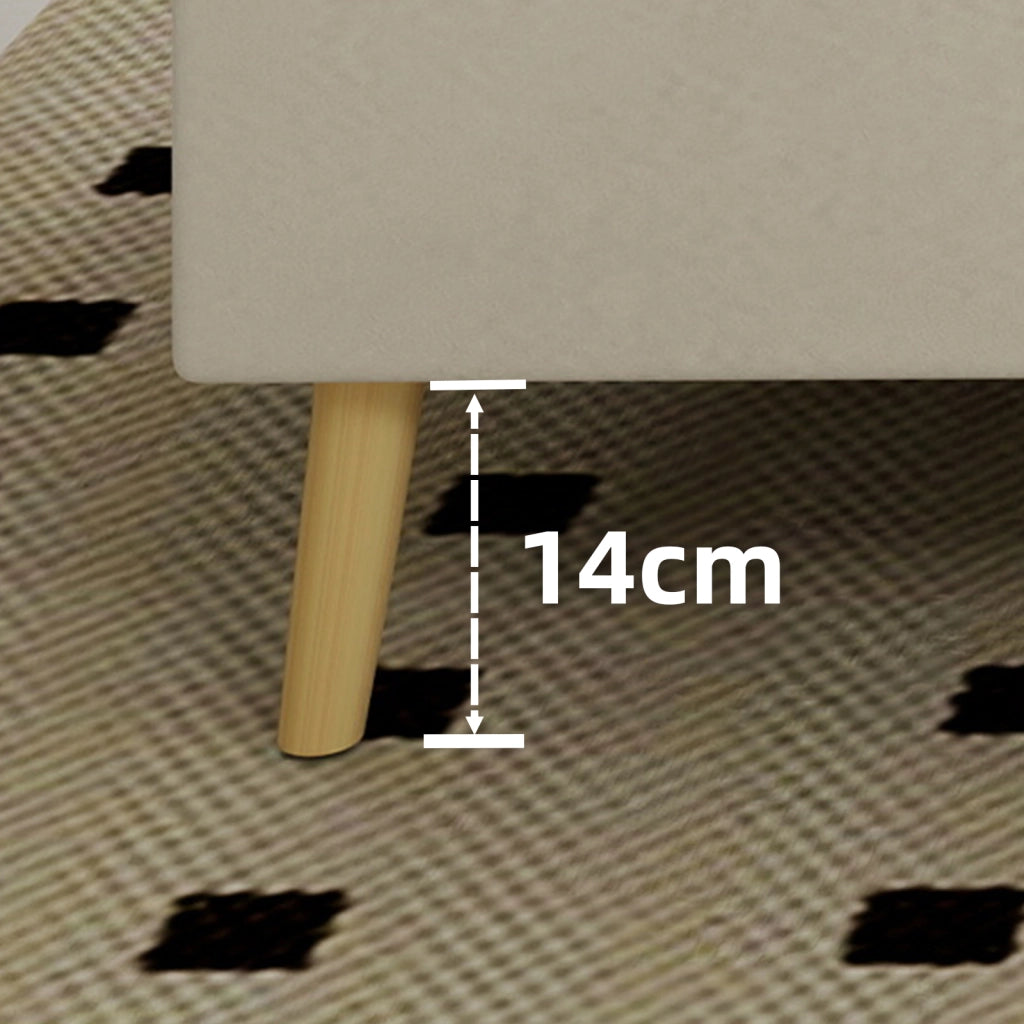 Letto Matrimoniale 140x200 cm; LED Regolabile e Schienale Regolabile in Tessuto - Beige