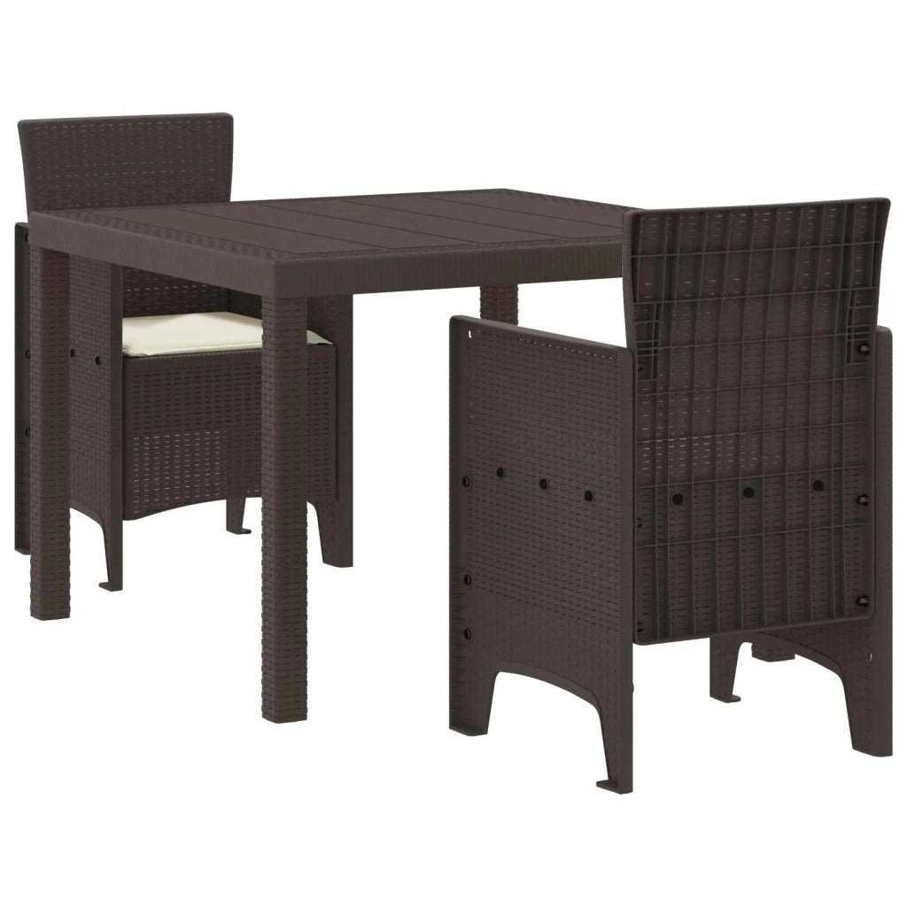 Set da Pranzo per Giardino 3 pcs Marrone Polipropilene 3378681