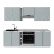 Cucina componibile Fame-Line Blu-grigio chiaro/Bianco 235 cm senza piano di lavoro Vicco