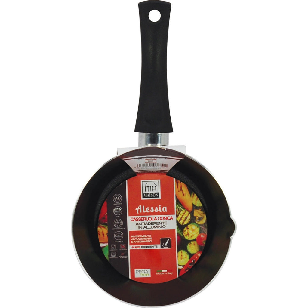 MA MAISON CASSERUOLA CONICA LINEA ALESSIA 16 CM - 8H CM CON UN MANICO ANTIADERENTE E ANTIGRAFFIO IN ALLUMINIO