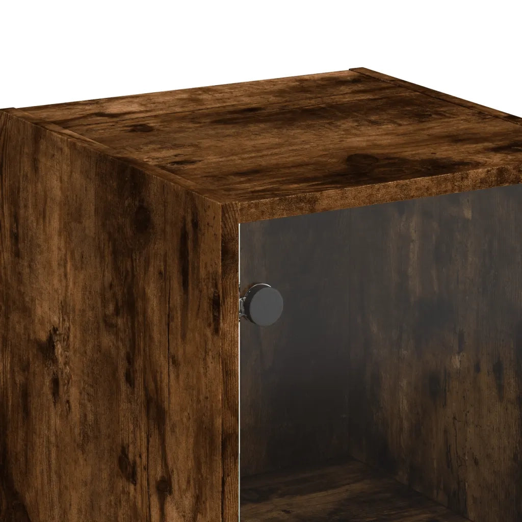 Credenza con Ante in Vetro Rovere Fumo 35x37x142 cm 836438