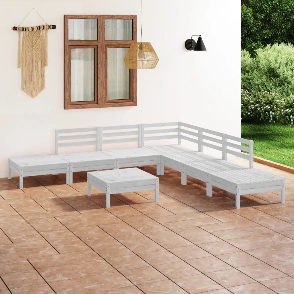 Set Divani da Giardino 8 pz in Legno Massello di Pino Bianco  cod mxl 69732