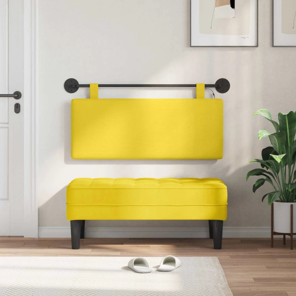 Testiera sospesa Con luce LED Giallo Chiaro Tessuto in Cords 3424296