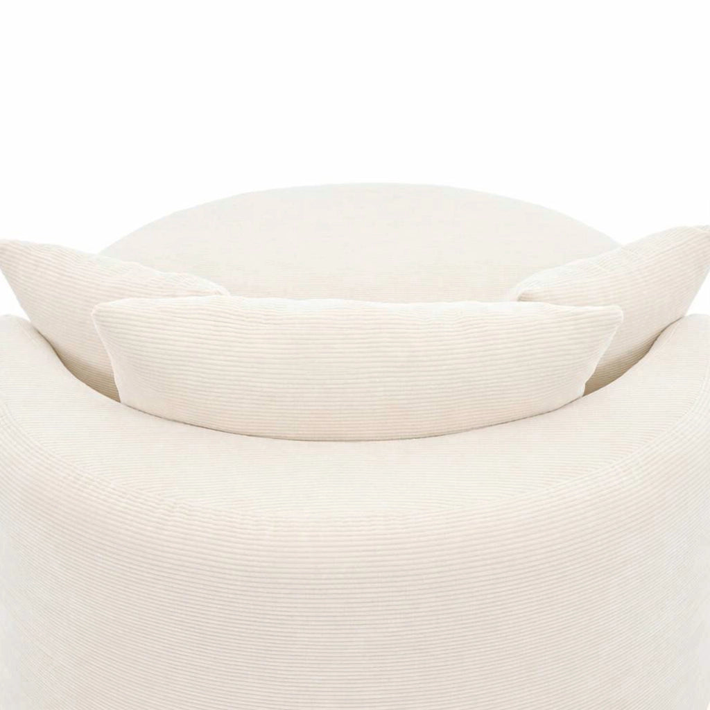 Poltrona relax ovale in velluto a coste con seduta profonda e cuscino morbido beige chiaro 170 × 112,5 × 83 cm