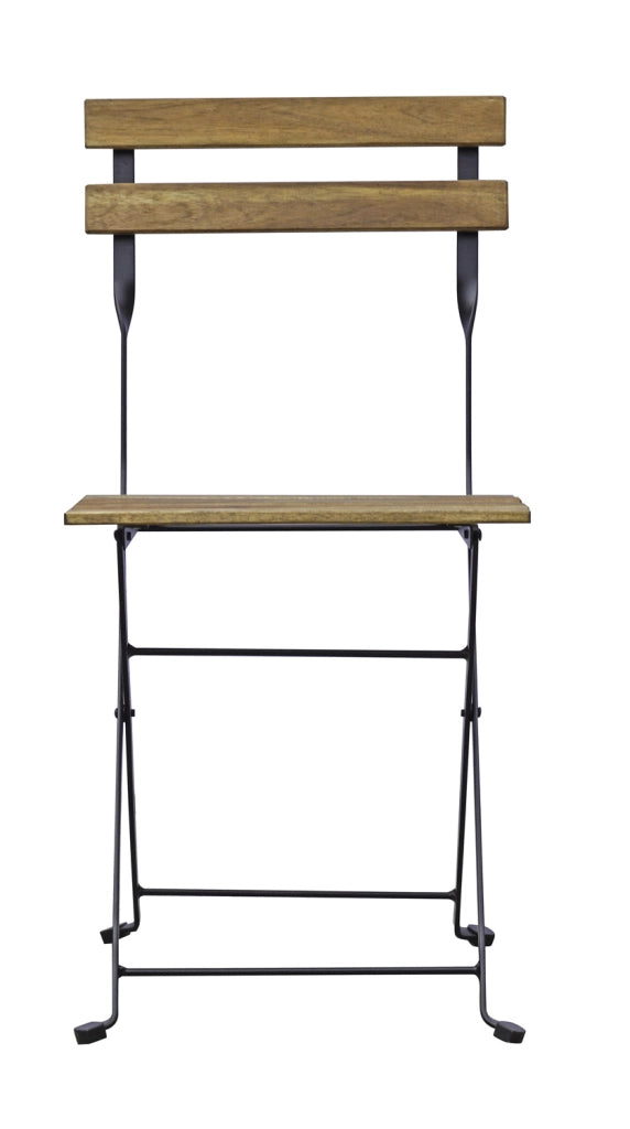 Cheonda - Set Bistrò In Ferro E Acacia Fsc Scura - 2 Sedie E Un  Tavolo 55X54 Cm 1 Pz