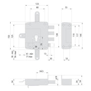 SERRATURA DA APPLICARE TRIPLICE PER LEGNO ART. 561 E 60 Dx  - CISA