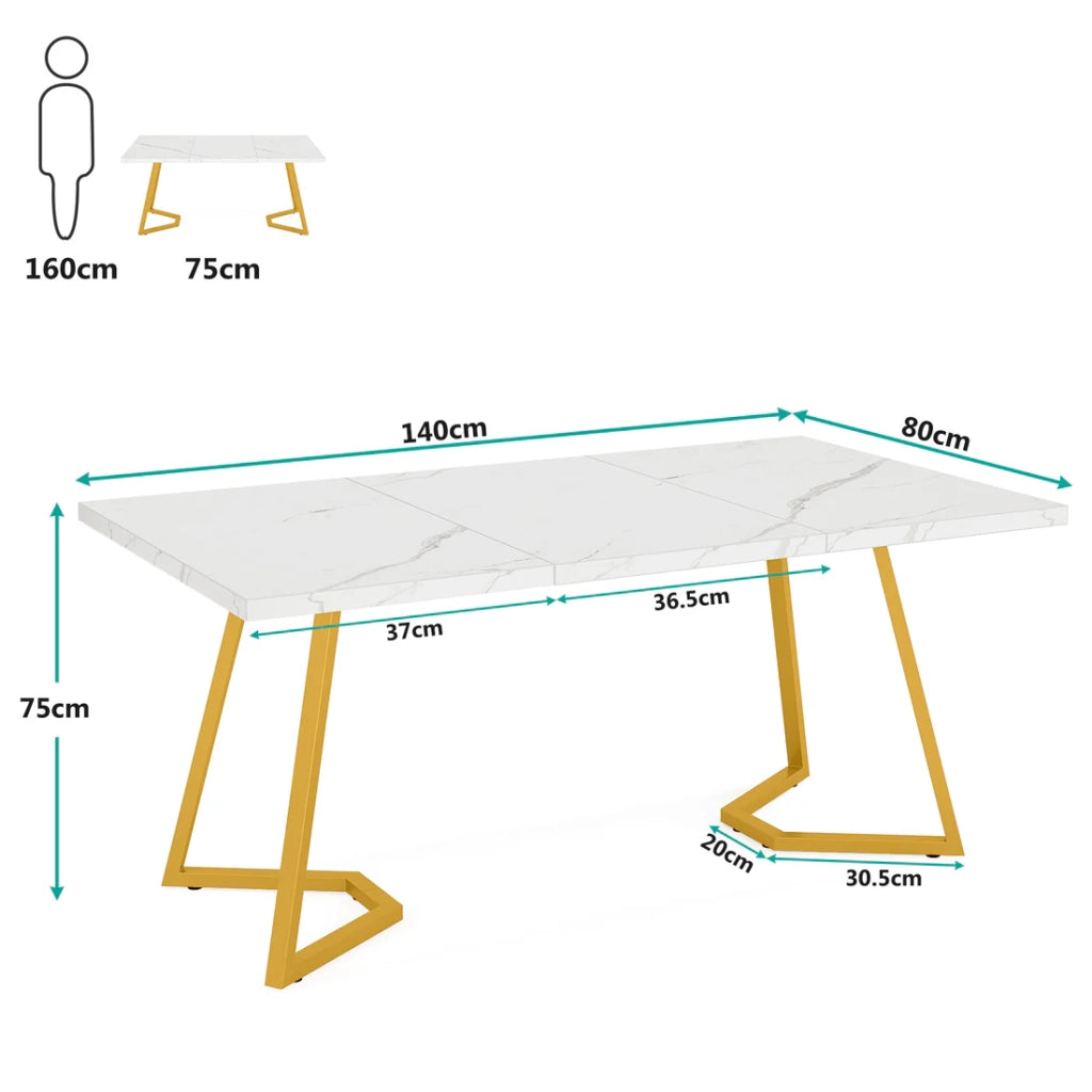 Scrivania moderna da ufficio in metallo e legno, bianco e oro