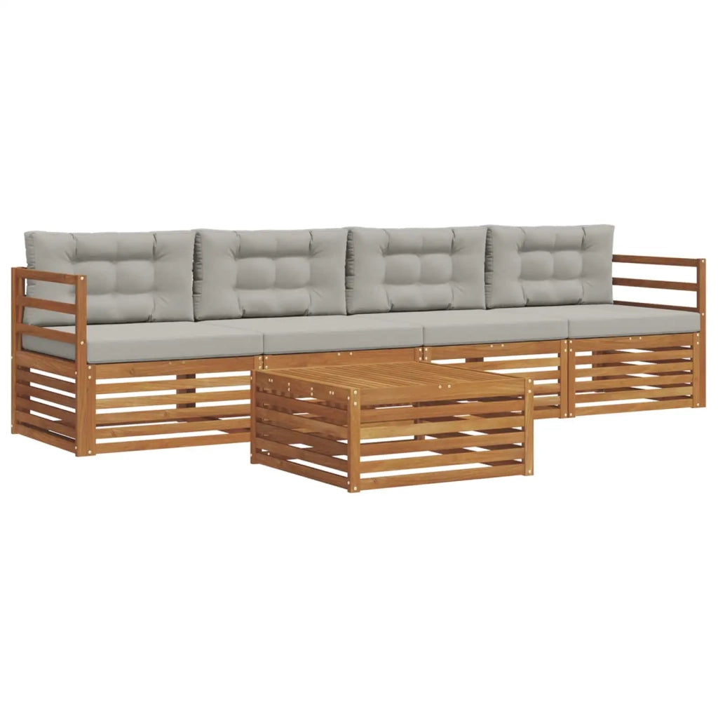 Set di divani da esterno 5 pcs Grigio Naturale e Chiaro 3372961