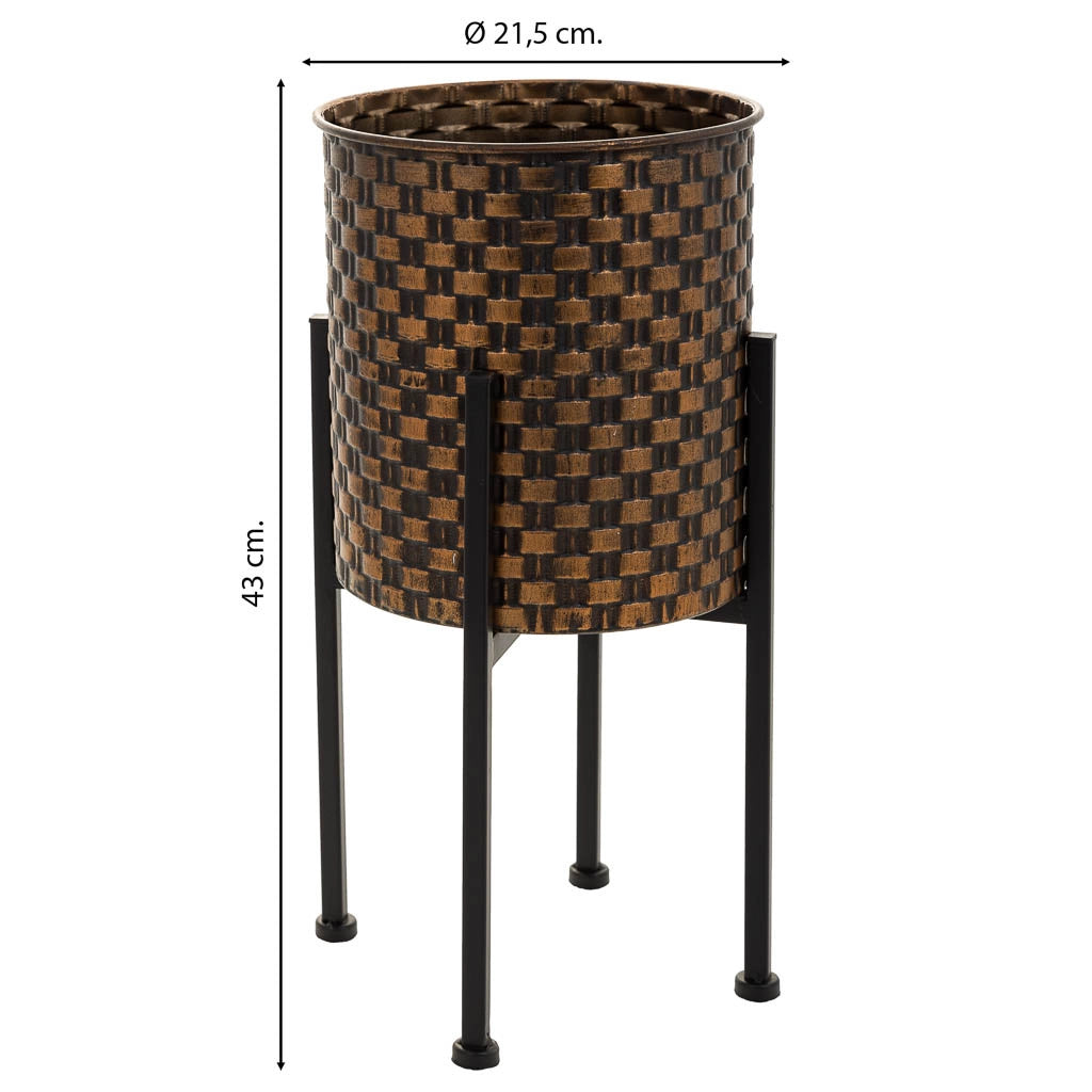 Fioriera in metallo ramato 21,5x21,5x43h