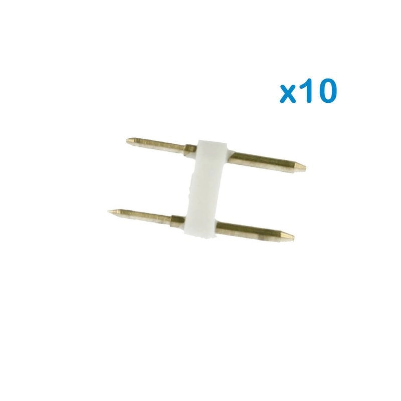 10 PZ Spina 2 Pin Passo 9mm per Connessione Striscia Led Mono 220V con Alimentatore