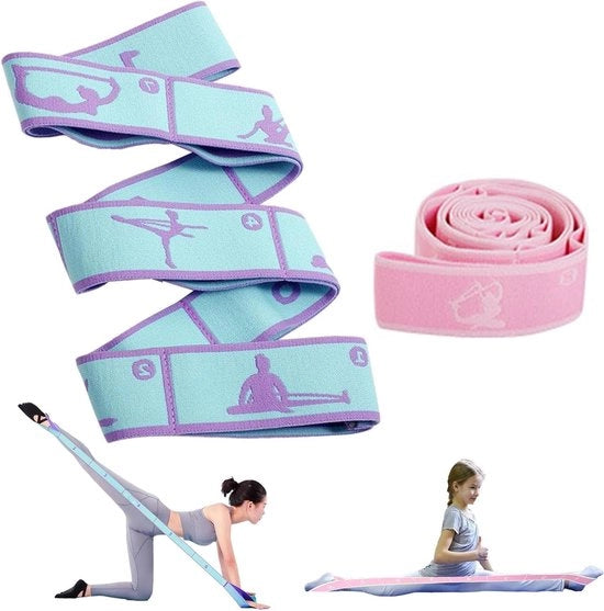 Cinture di Stretching con 8 Anelli - Pacchetto da 2, Cinture Flessibili e Estremamente Elastiche per Esercizi di Fisioterapia, Danza, Pilates e Ginnastica