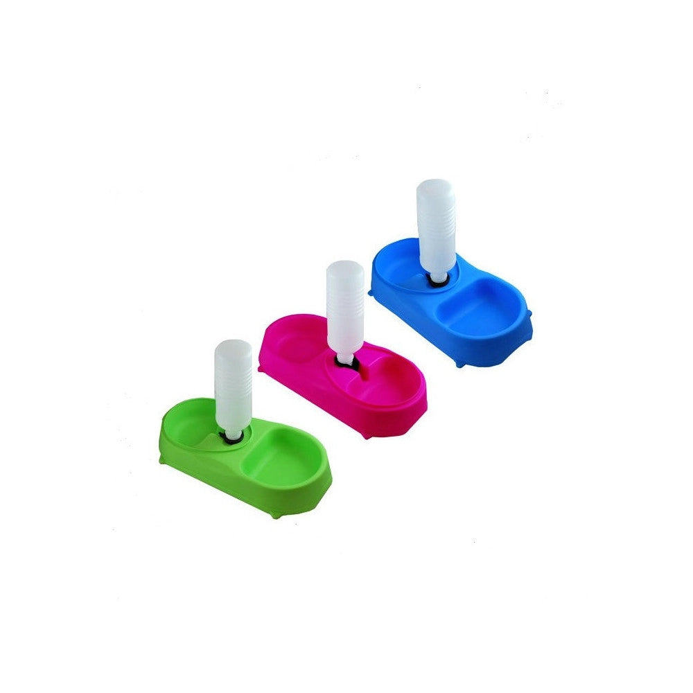 Trade Shop - Dispenser Acqua E Cibo Distributore Per Cane Gatto Ciotola Acqua Cibo Cani Gatti -