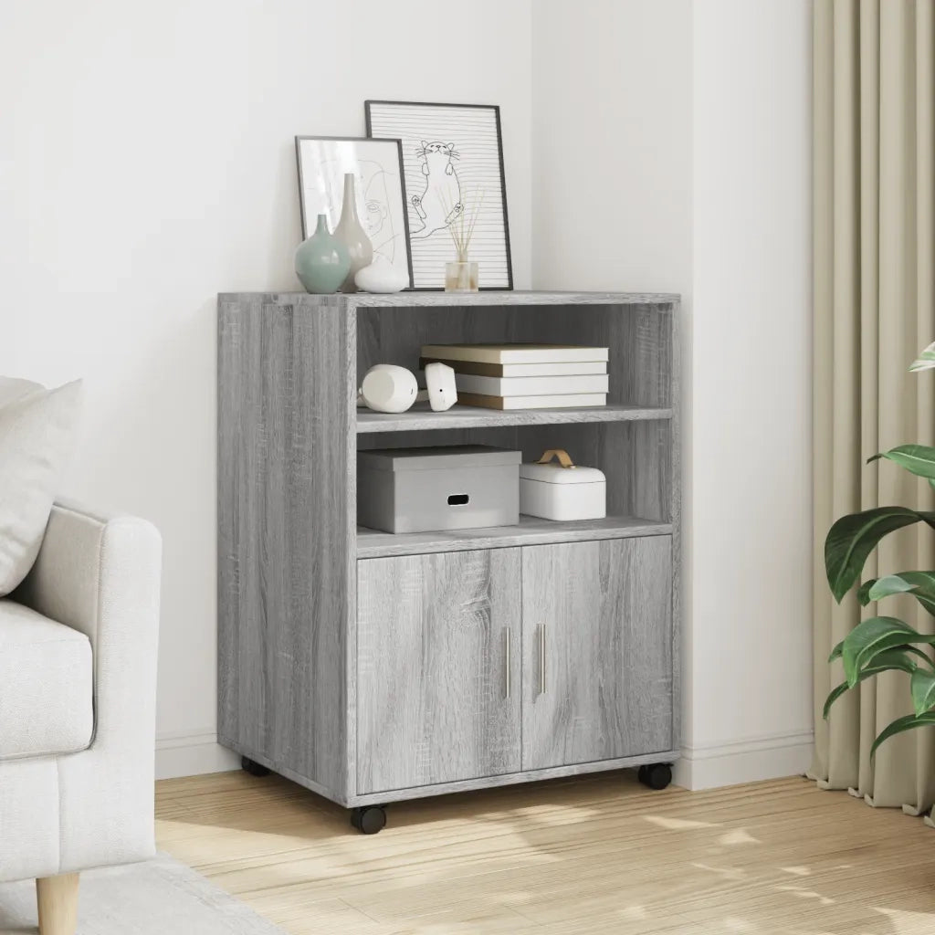 Armadietto con Ruote Grigio Sonoma 60x48x81cm in Truciolato