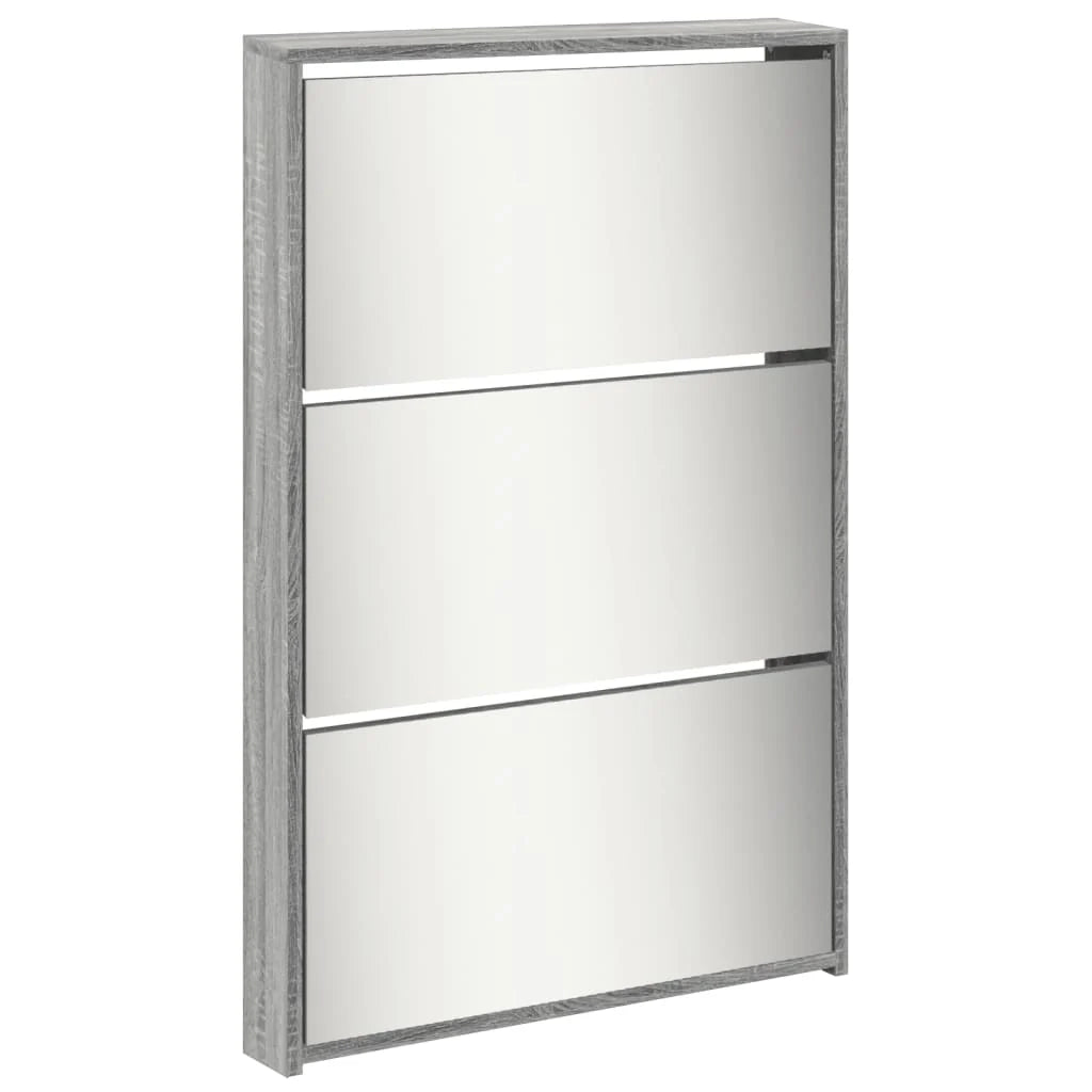Scarpiera mobile contenitore per scarpe mobile per ingresso/corridoio/soggiorno con specchio 5 ripiani finitura rovere Sonoma 63 x 17 x 169,5 cm grigio 02_0021891