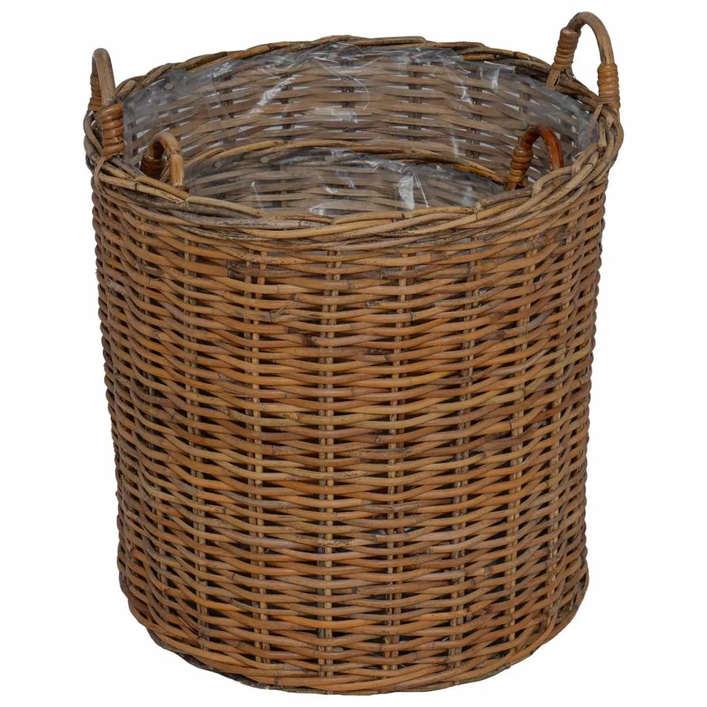 Cestino per piante con archiviazione 2 pcs Marrone Rattan Lacak