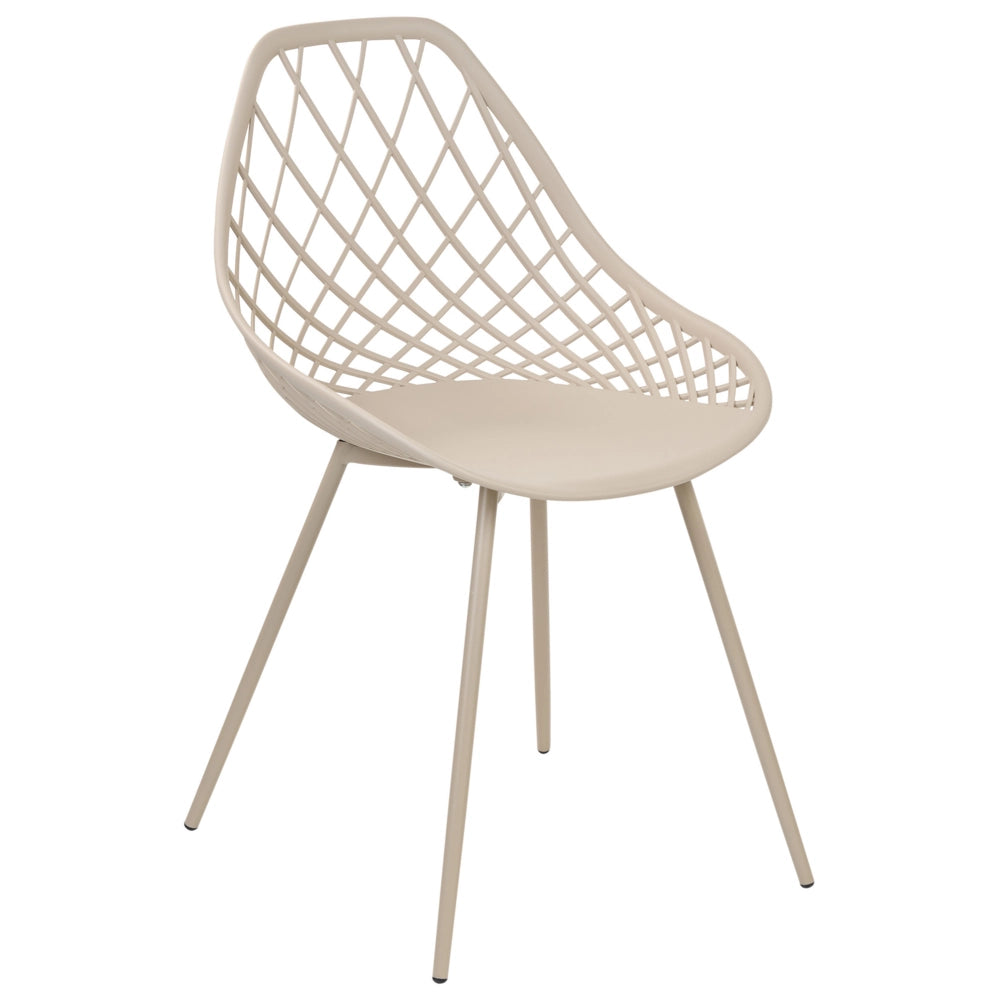 Set di 2 sedie da pranzo in materiale sintetico beige schienale netto design scandinavo moderno