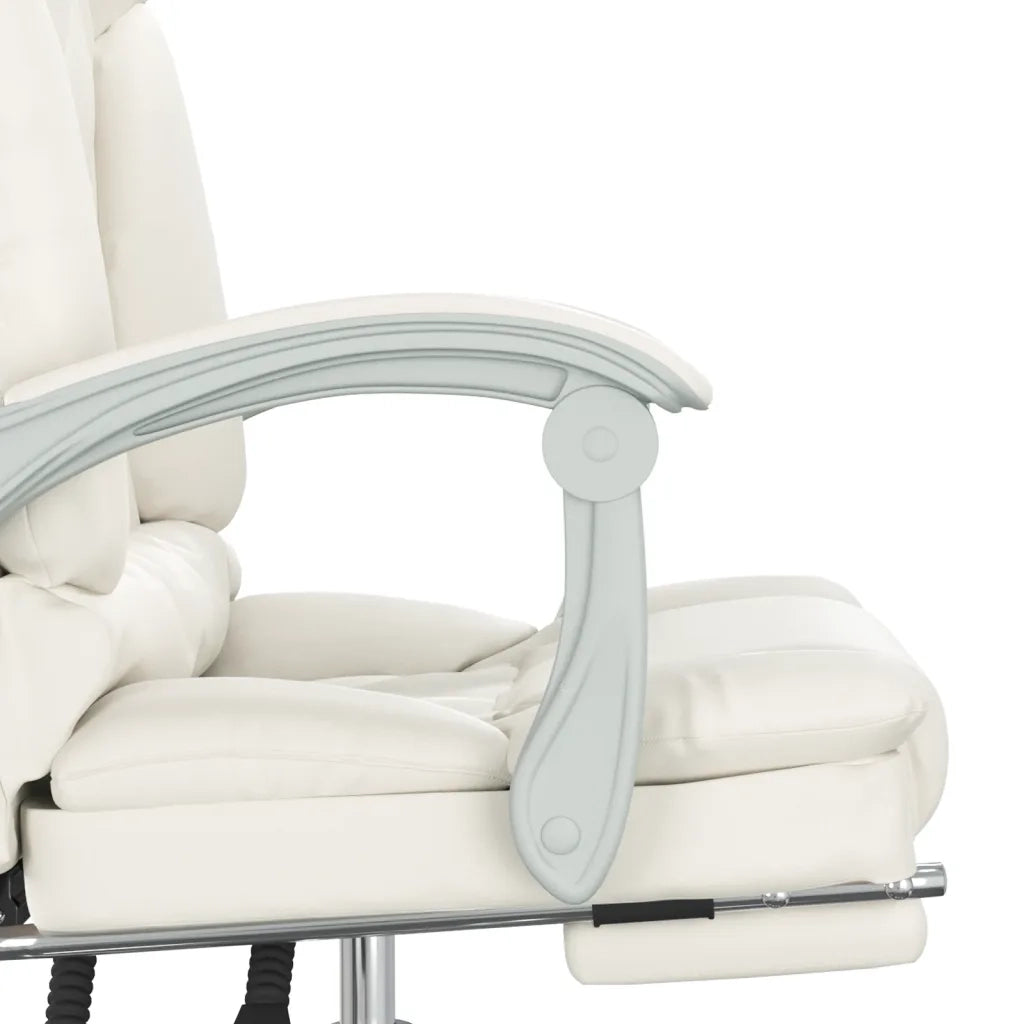 vidaXL Poltrona da Ufficio Massaggiante Reclinabile Crema Similpelle