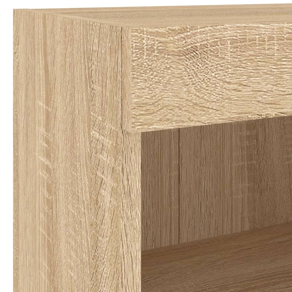 Mobile TV multimediale mensola TV credenza mobile TV sala da pranzo soggiorno parete attrezzata per camera da letto x 4 pezzi con luci LED rovere marrone Sonoma 02_0028223