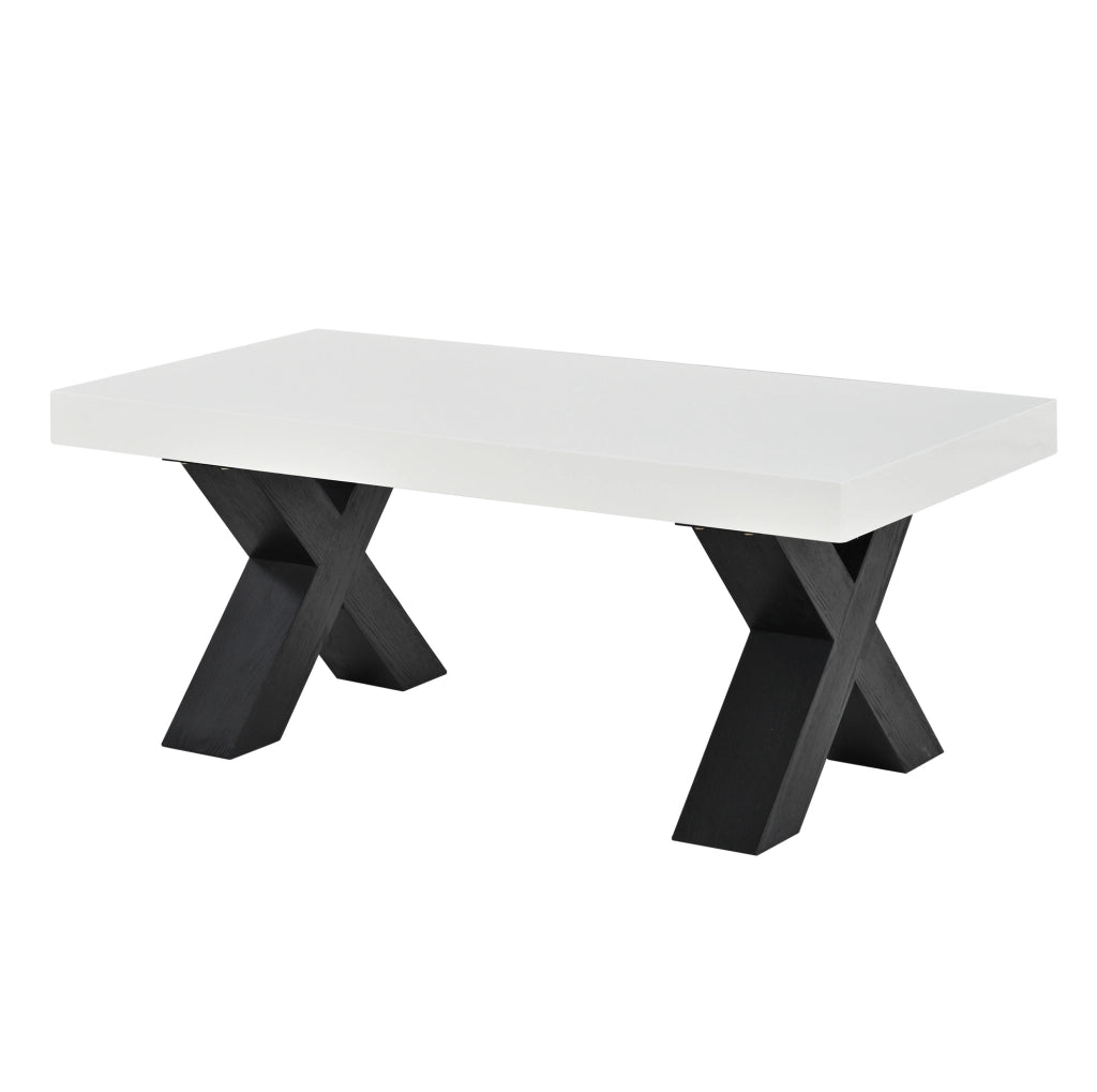 Tavolino da caffè moderno in MDF bianco e nero 100x50x40 cm