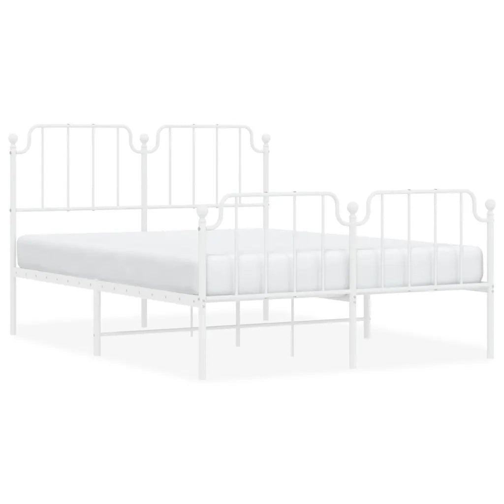 Giroletto con Testiera e Pediera Metallo Bianco 140x190 cm 373954