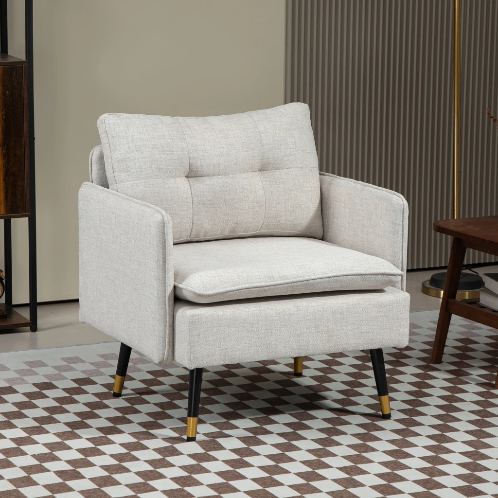 Poltrona Moderna ¨C zephmum ¨C Crema, Lino, 76x68x80 cm