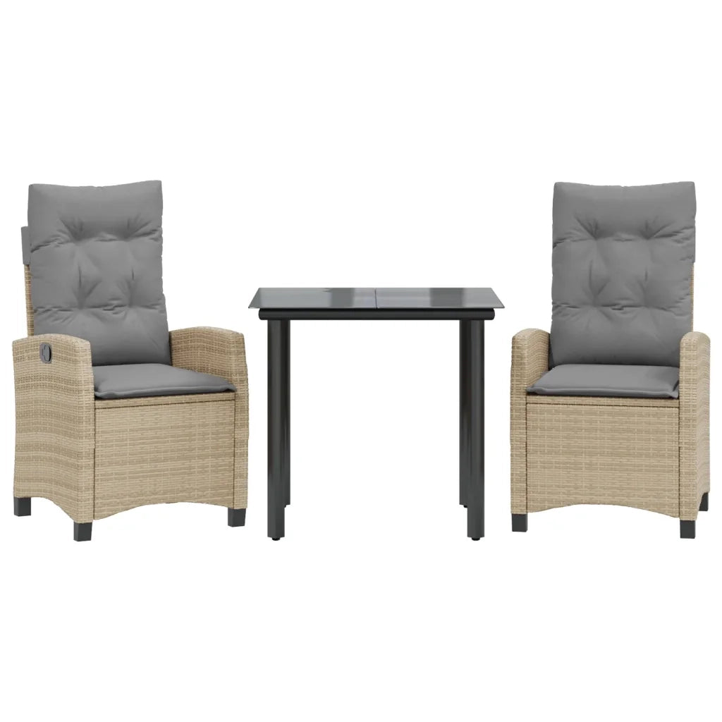 Set Pranzo da Giardino 3 pz con Cuscini Beige Misto Polyrattan 3212832
