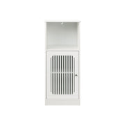 Mobile da bagno basso con ante a lamelle e vano aperto per bagno in MDF e truciolare bianco