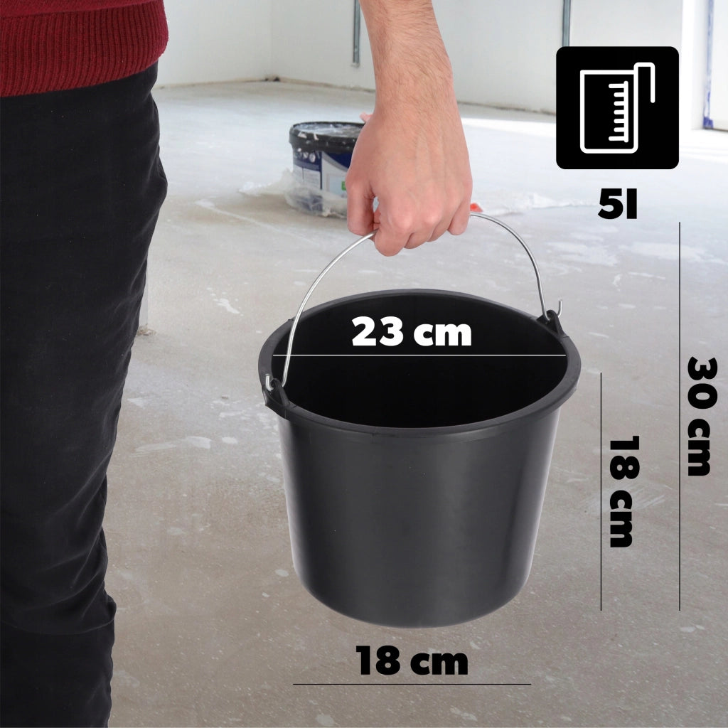 Secchio da costruzione KADAX 5L, secchi in plastica resistenti per uso domestico e giardinaggio, confezione da 15 pezzi