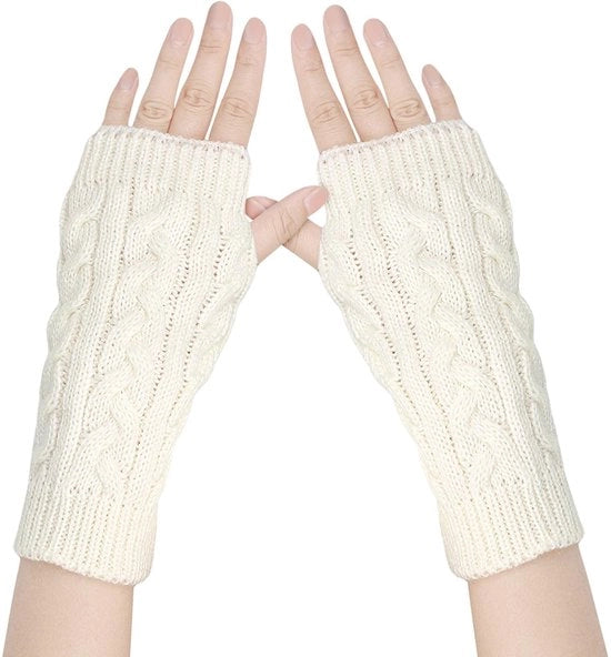 Manopole invernali senza dita per donne, guanti a mezza mano con dito indice, guanti a maglia con polso morbido
