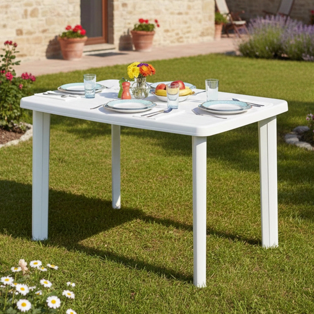 Pinedale, Tavolo da Esterno 6 Posti Made in Italy, 101x68x72h cm Bianco