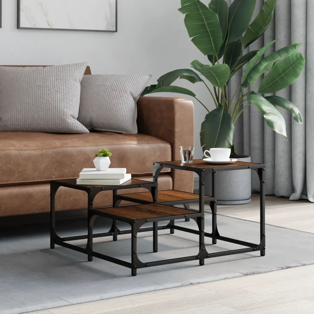 Tavolino da Salotto Rovere Marrone 68x68x40cm Legno Multistrato 837751