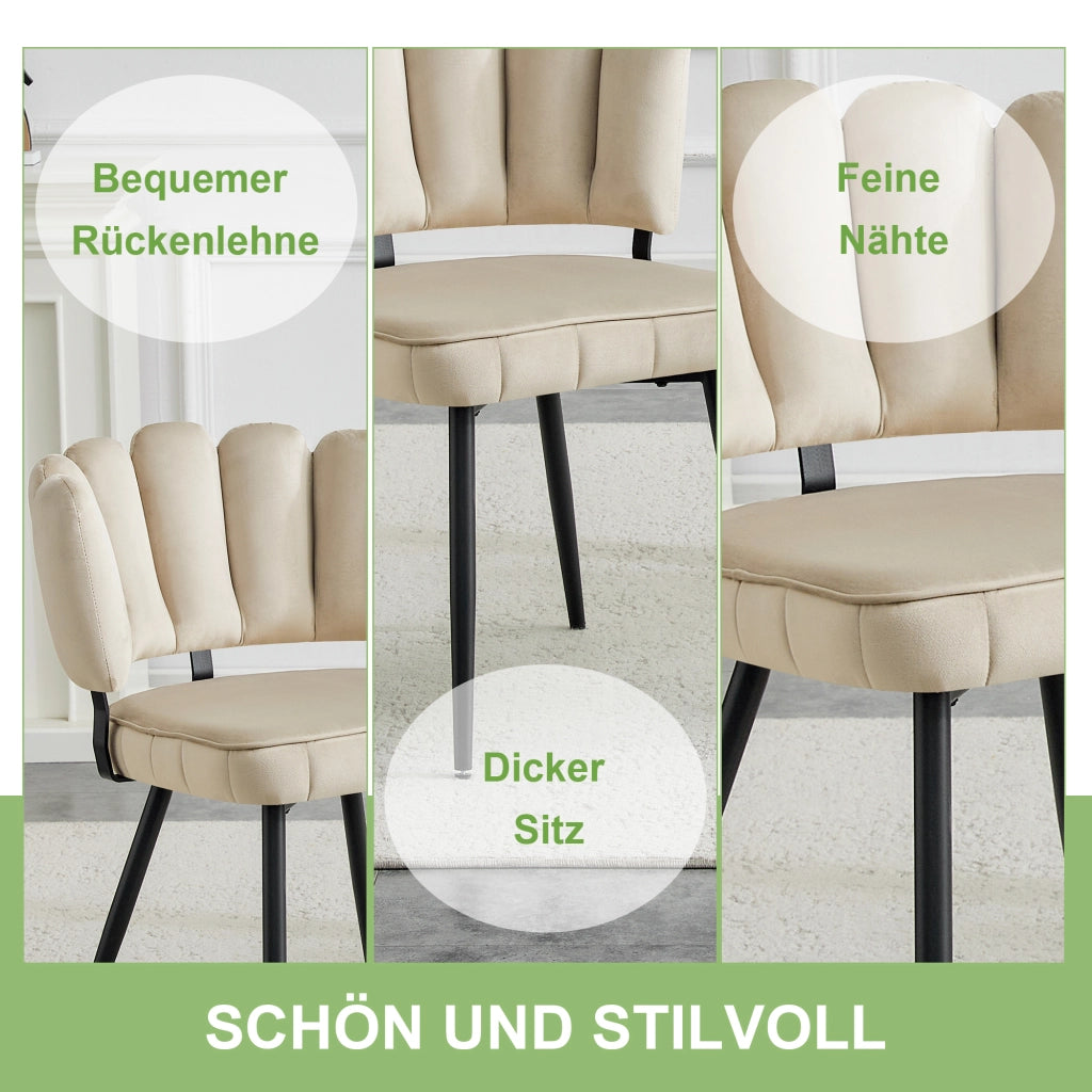 SEDIA da pranzo Set da 2 pezzi 80 cm in velluto nero e metallo
